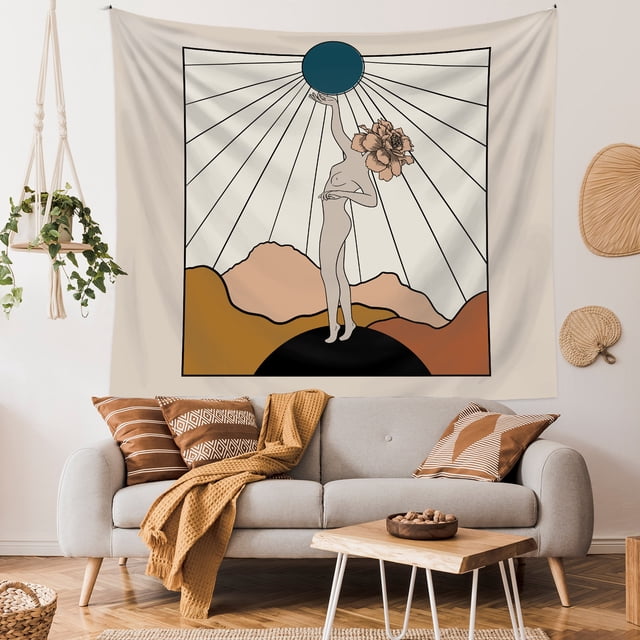Tapiz para colgar en la pared, abstracto, bohemio, mujer desnuda, 130 x 150 cm
