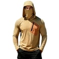 thumbnail image 2 of Nestiefly Fishing Shirts For Men Long Sleeve Sun Hoodies With Face Mask Uv Protection Cooling Hooded Rash Guard Shirt Khaki M, 2 of 7