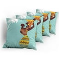 thumbnail image 5 of Ambesonne Retro Throw Pillow Cover 4 Pack, Mother, 16", Turquoise Marigold, 5 of 7