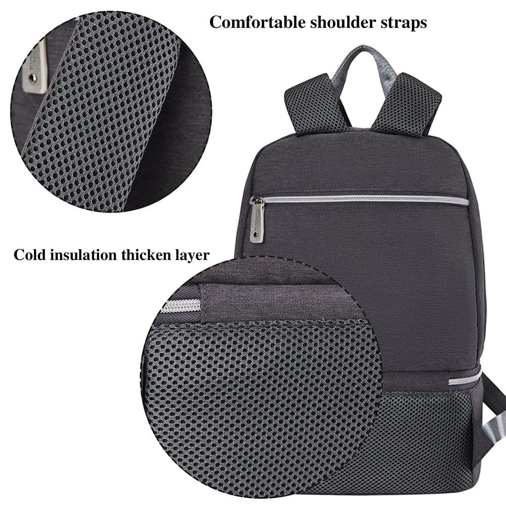 Breast Pump Bag Backpack - Cooler Lunch Bag Double Layer for Mother Large Size Gray