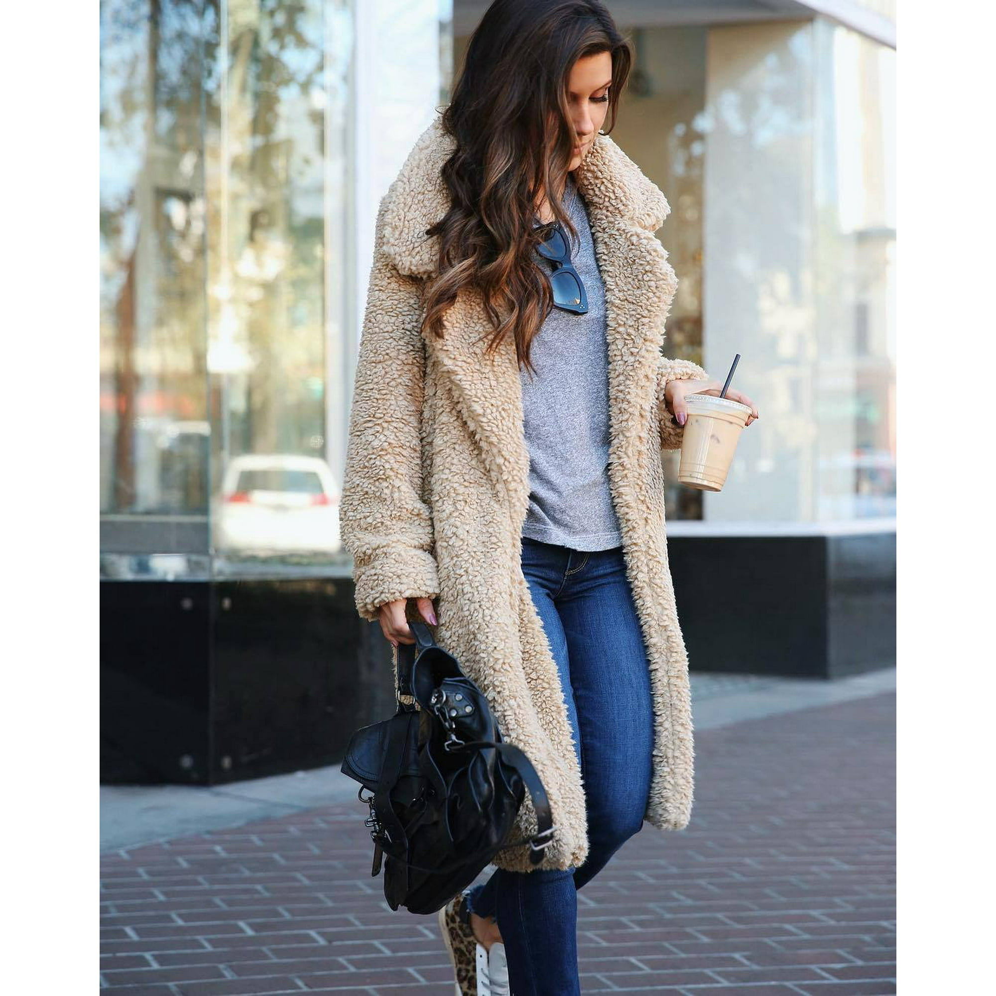 Fuzzy long jacket hotsell