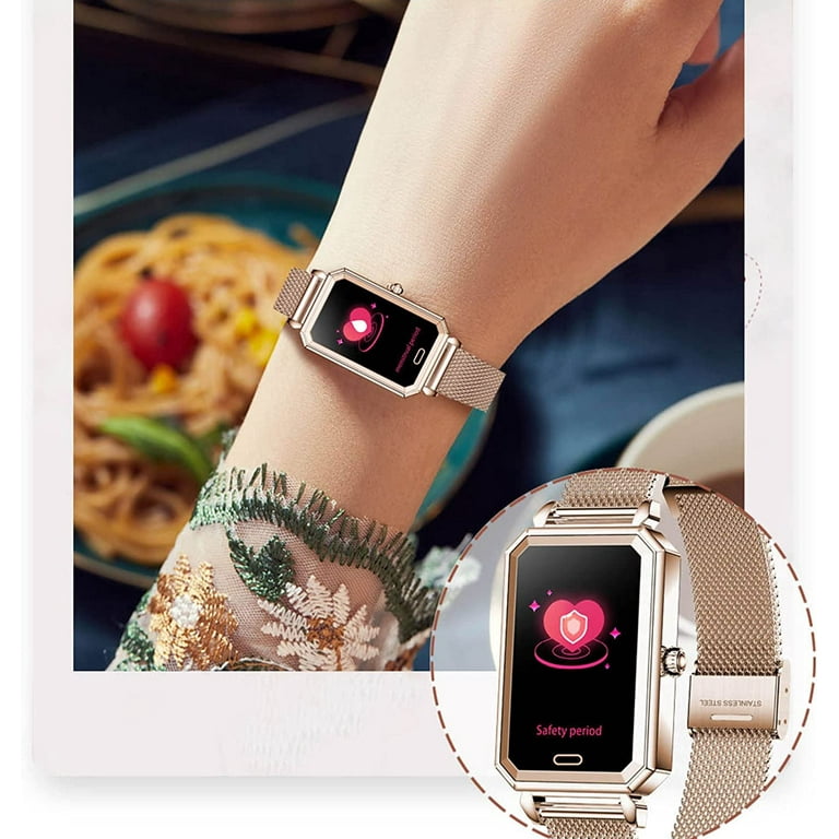 Smart Watch for Women Smartwatch for Android iOS Phones with 1.1 Screen Distance Weather Pedometer IP68 Waterproof Fitness Tracker Multiple Sports Modes Gold Walmart