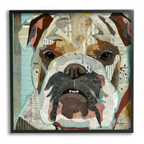 Stupell Industries Bulldog Pet Portrait Text Collage Graphic Art Black Framed Art Print Wall Art, Design by Traci Anderson