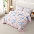 thumbnail image 3 of Erosebridal Blue Ribbon Bow Twin Quilt Set for Girls Women,Romantic Floral Roses Twin Coverlet Set for Teens Adults, 3 of 7
