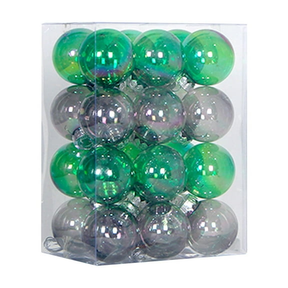 Hvmvliv Christmas Ornaments 24Pc 2.34inch Clear Painted Christmas Balls Hangings Transparent Shatterproof Xmas Tree Pendent Decorations Boxed Christmas Decoration Green