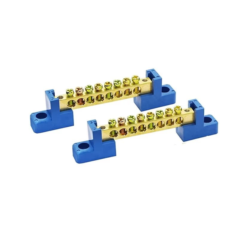 2 Pack 8 Position Copper Terminal Block with Single Row Screw Block for