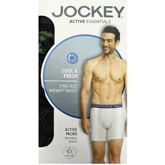 Jockey Midway Brief 3-Pack, Black and Camo Print, XL