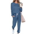 thumbnail image 2 of Timegard Womens 2 Piece Outfits Crew Neck Long Sleeve Pullover Sweatshirt Cinch Bottom Drawstring Sweatpants with Pockets Sets, 2 of 6