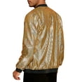 thumbnail image 3 of INSPIRE CHIC Holographic Varsity Jackets for Men's Full Zip Up Party Shiny Metallic Bomber Jackets M Golden, 3 of 6
