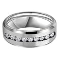 thumbnail image 4 of 8 MM Men's Titanium ring wedding band with 9 large Channel Set Cubic Zirconia CZ, 4 of 11