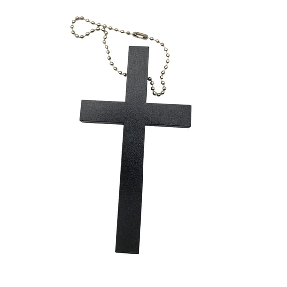Black Mini Wooden Cross Pendant With Chain For Easter Jewelry Making Bag Charm Keychain Home Decor Accessory 2 Inch