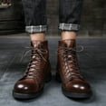 thumbnail image 3 of Mepaouo Mens Chukka Boots Leather Casual Dress Combat Booties Retro Motorcycle Ankle Lace up Oxfords, 3 of 8