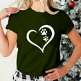 thumbnail image 2 of Virmaxy Women's Valentines Day Short Sleeve Shirt Girls Short Sleeve WorkOut Blouse Tops Valentine's Day Gift Shirt Dogs Paw Heart Print T-Shirt Tops Olive Green 2XL, 2 of 6