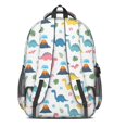 thumbnail image 3 of White Cartoon Dinosaurs Volcanoes Pattern Cute School Backpack Bag with Padded Back and Adjustable Shoulder Straps 16.9 X 12.6 X 5.9 Inches, 3 of 5