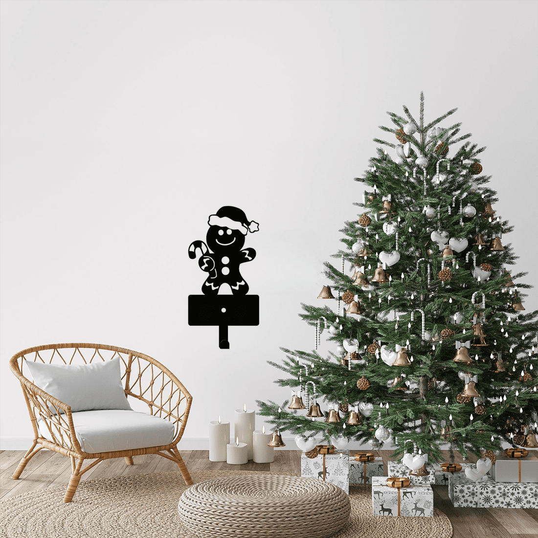 2 pcs Gingerbread Man Metal Key Hooks Christmas Themed Wall Decor