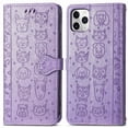 thumbnail image 1 of Funda Cartera FOXDOCK para iPhone 11 Pro , Flip PU con Relieve de Gatos y Perros, Tarjetero y Soporte, 1 of 6