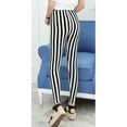 thumbnail image 6 of Womens Mid Rise Ankle Length Stretchy Leggings Black White Vertical Striped Prin, 6 of 8