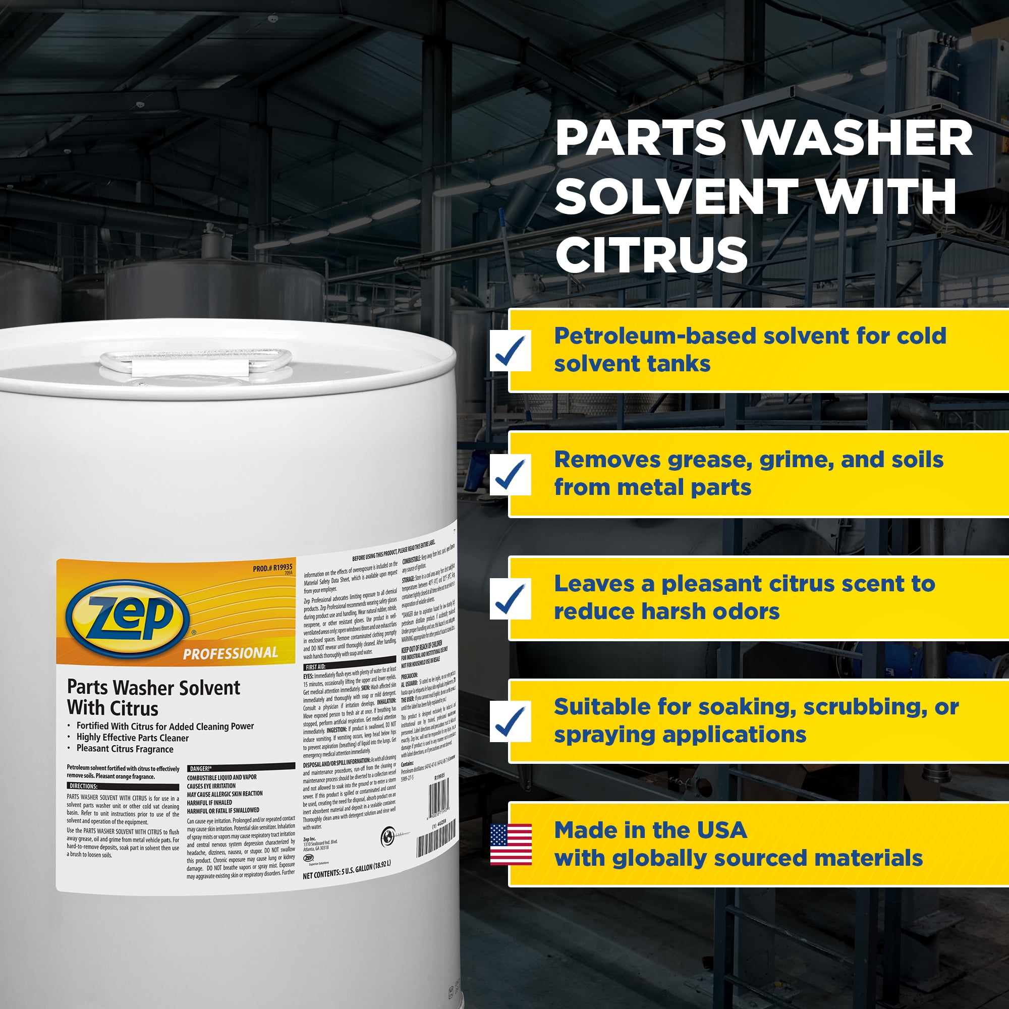 Zep Professional Industrial Fluid Parts Washer Solvent with Citrus