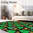 thumbnail image 2 of ODIKA 3'x5' Machine Washable Non-Slip Area Rug, Cheerful Yuletide Character Forest Punch Art Motif High Traffic Rug, Green, 729347, 2 of 7