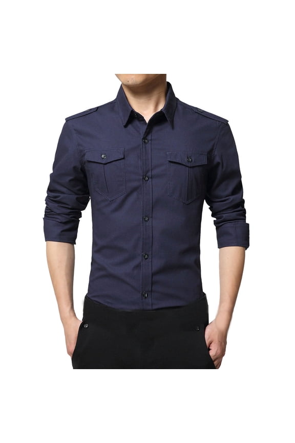 Men's Dress Shirt Regular Fit Formal Business Button Down Shirt for Men Long Sleeve Random Cufflinks