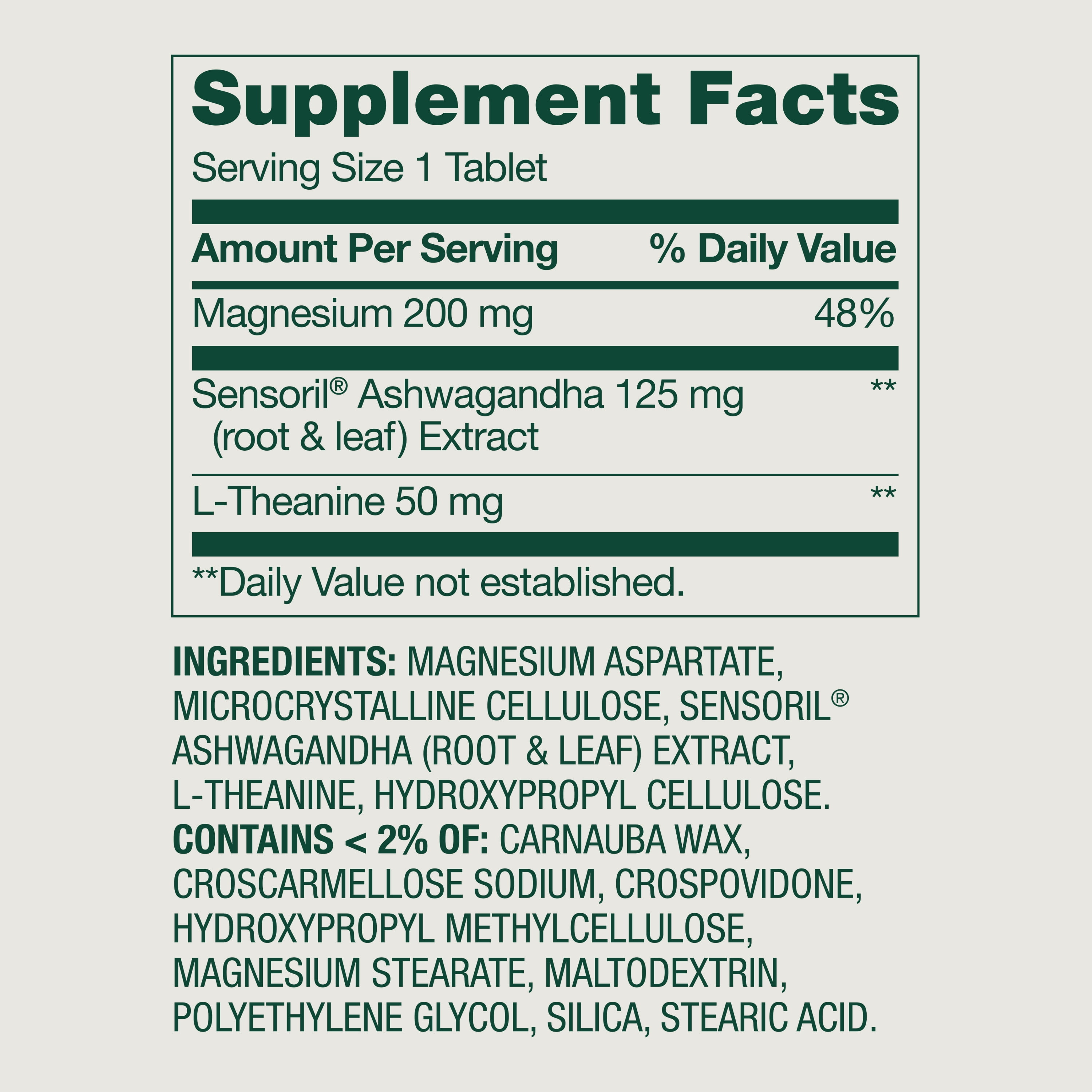 Spring Valley Magnesium + Ashwagandha + L-Theanine for Stress Support Tablets, 60 Count