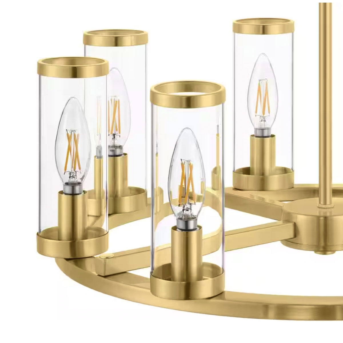 Ceybo Wagon Wheel Chandelier — 8 Ceiling Light Fixture with Clear Shades Gold Color