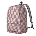 thumbnail image 2 of Pink Wavy Checkered Pattern Backpack for School, Cute School Bag with Adjustable Shoulder Straps and Padded Back, 15.7"x11.8"x5.5", 2 of 5