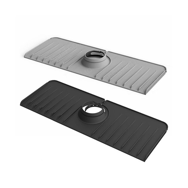 Alfombrilla para grifo PENGJJMXG bandeja colectora de goteo protector flexible contra salpicaduras gris negro