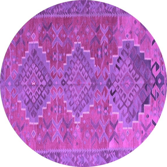 Ahgly Company Indoor Round Oriental Purple Traditional Area Rugs, 8' Round