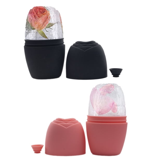 Paquete de 2 rodillos de hielo faciales, rodillo de hielo de silicona de grado alimenticio para tonificar la piel, rodillo de hielo reutilizable para aliviar la hinchazón de la cara y los