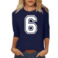 thumbnail image 2 of Cutuoiiu Women's Number 6 Number 7 Matching 67 Casual 3/4 Sleeve Round Neck Pullover Tops Gifts, 2 of 5