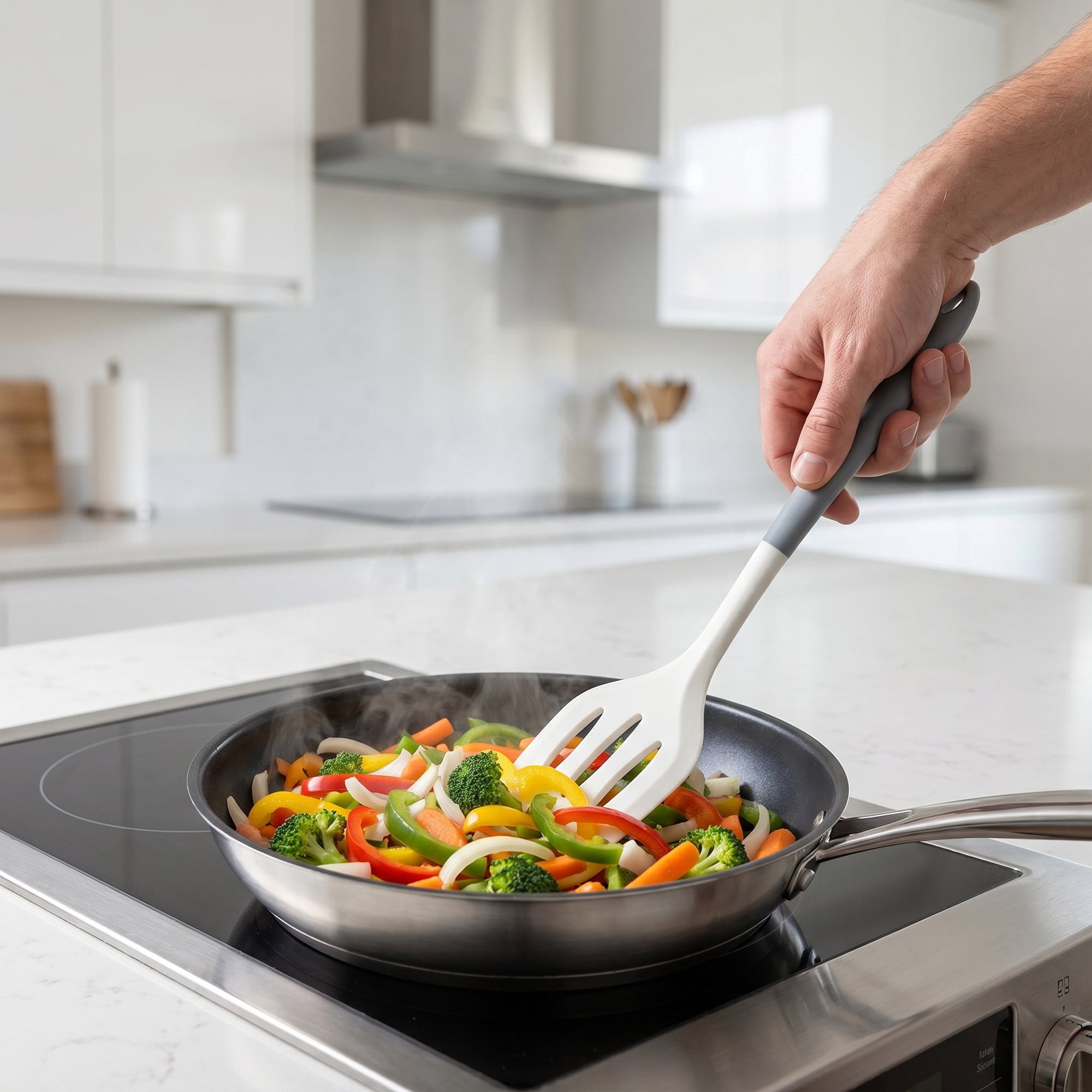 Unique Bargains Kitchen Utensils Heat-Resistant Safe Spatula for Frying Gray 12x3.1 inch