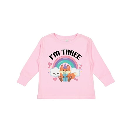 

Inktastic 3rd Birthday Party Girl Fox Gift Toddler Toddler Girl Long Sleeve T-Shirt