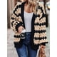 thumbnail image 4 of Suéter de Invierno de Punto Holgado con Rayas y Mangas Farol para Mujer, Moda de Otoño Albaricoque Negro L, 4 of 9