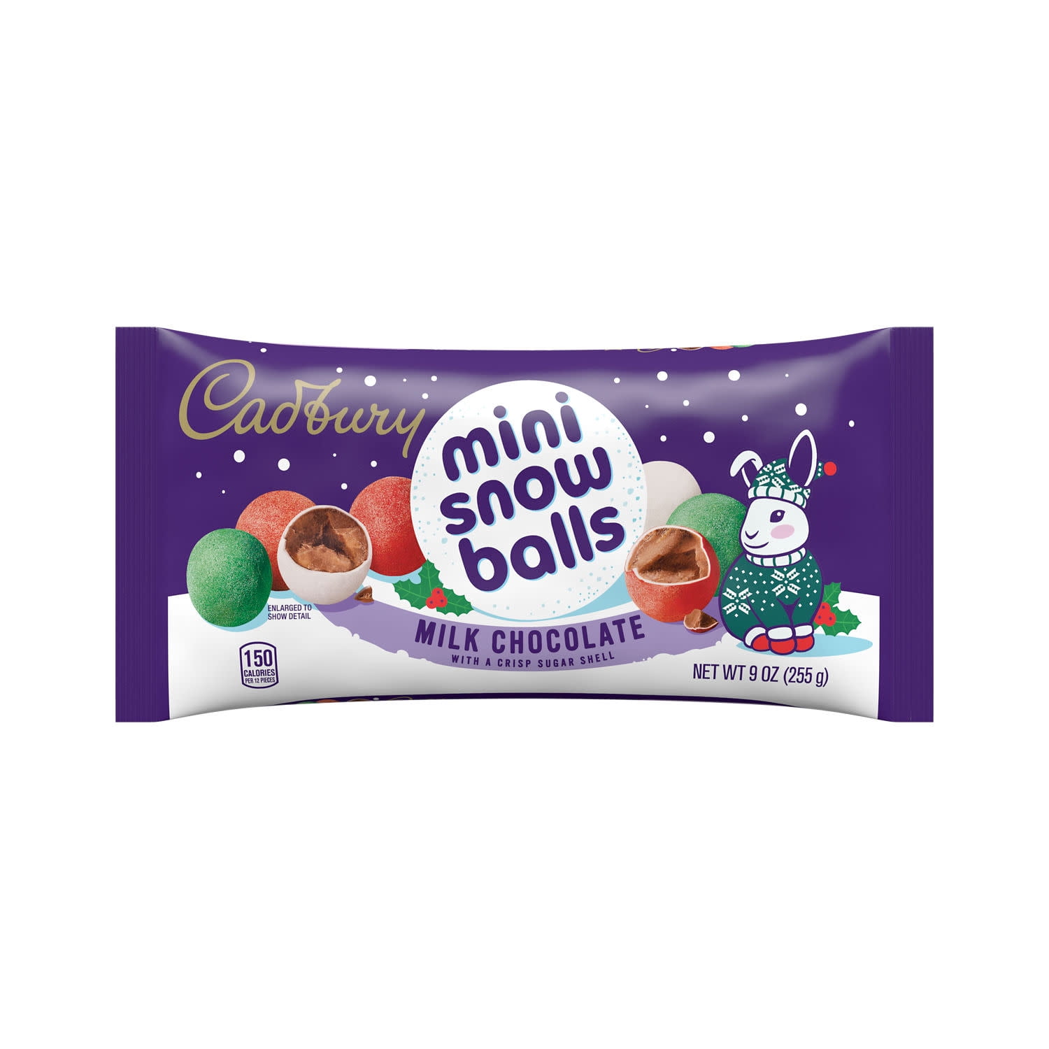 (2 pack) Cadbury Mini Snowballs Milk Chocolate Christmas Candy, Bag 9 oz