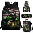 thumbnail image 7 of Yuyamidu Tractor Backpack with Lunch Box Set for Boys American Flag Kids Bookbag with Lunchbox & Pen Case & Water Bottle Carrier Bag, 4 in 1 Primary School Bags and Lunch Bag for Girls, 7 of 7
