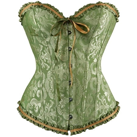 

QWZNDZGR Women s Lace Up Boned Overbust Corset Bustier Lingerie Bodyshaper Top