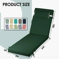 thumbnail image 3 of Outdoor Lounge Chair Cushions, 72×21×3in High-Density Foam Chair Cushion with Ties and Pillow, Anti-fading Patio Chaise Lounge Cushions for Pool & Beach（1pc, Dark green）, 3 of 6