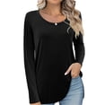 thumbnail image 5 of Fancyglim Womens Scoop Neck Long Sleeve Shirts Fitted Tops(Black S), 5 of 6