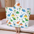 thumbnail image 5 of White Dinosaurs Palms Clouds Pattern Hooded Bath Towel，50"x30" for Ages 3 To 12 Kids, Quick Dry Lightweight Soft Microfiber Hood Beach Towel Cover Up for Kids, 5 of 7