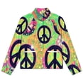 thumbnail image 4 of Jackets for Women Winter Coat Jackets Flannel Stand Collar Jacket(Colorful Peace Signs Pattern,Size:S-4XL), 4 of 7