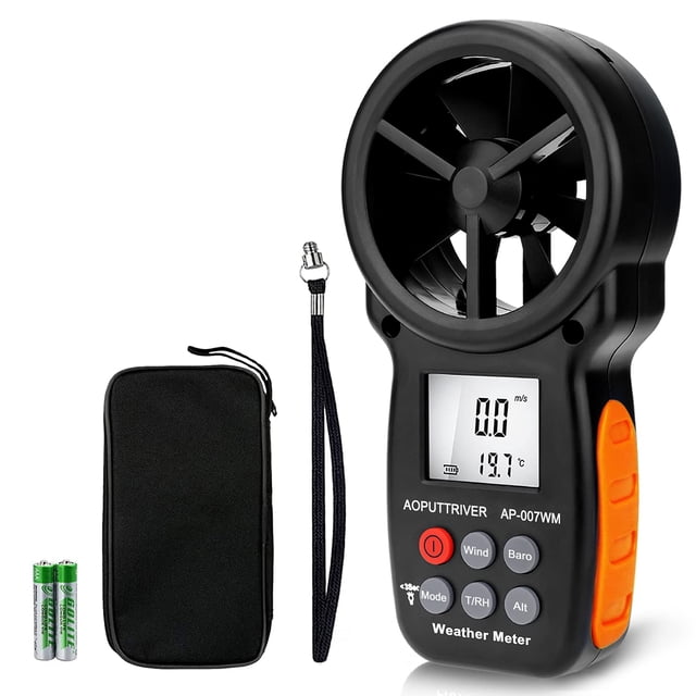 Digital Anemometer Barometer AP-007WM Altimeter Gauge, Handheld Anemometer for Wind Speed/Temperature with Wind Chill & Relative Humidity, Altitude, Barometric Pressure m