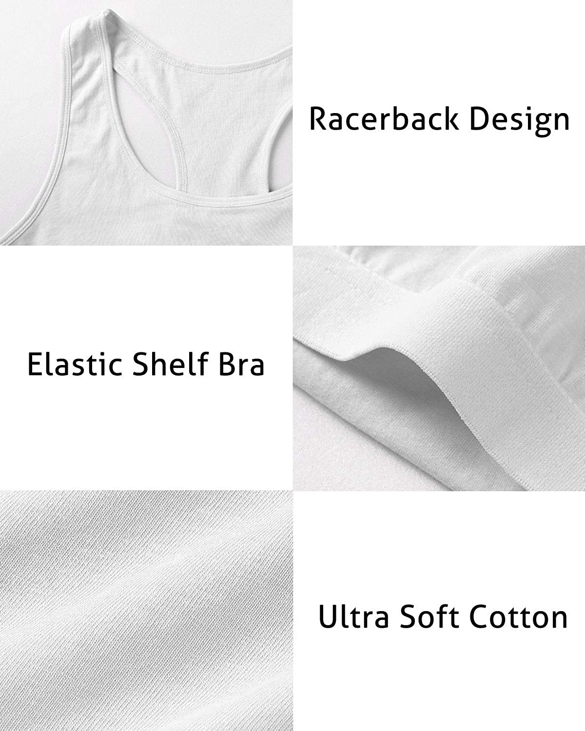 Charmo Women's Camisole Stretch Cotton Racerback Tank Top Shelf Bra Undershirt Cami - image 4 of 7