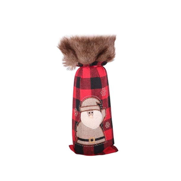 Ounissouiy Cubierta antipolvo para botella de vino de Navidad, vestido flexible, manga protectora práctica, fiesta, nuevo restaurante familiar, cena, mesa, Kits de decoración para fiestas Papá Noel Ounissouiy HA069853-01
