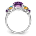 thumbnail image 2 of Sterling Silver Rhodium-plated Amethyst, Blue Topaz & Citrine Ring, 2 of 6