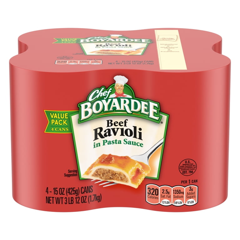 6 pack) Chef Boyardee Beef Ravioli in Pasta Sauce, Ready-to-Eat