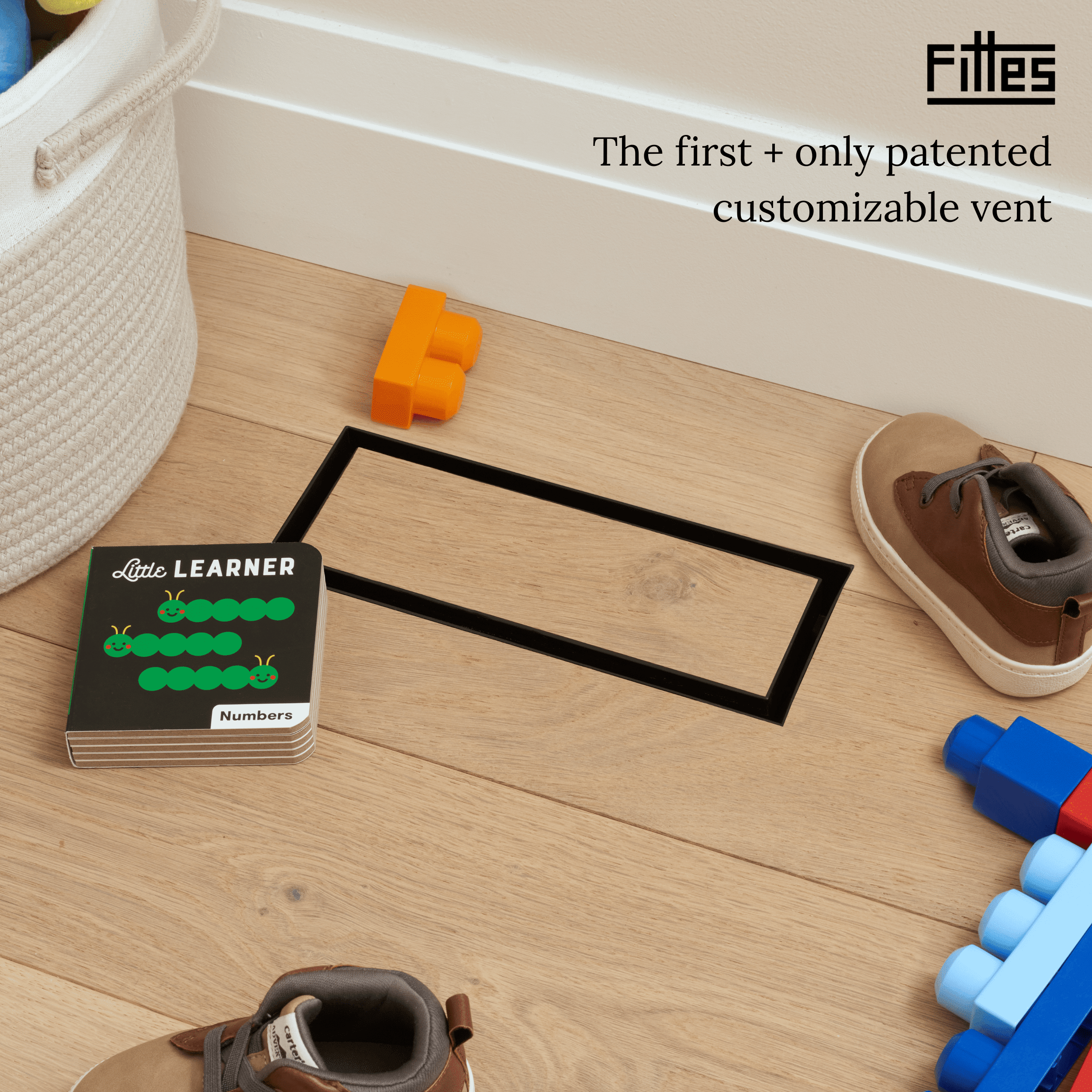Fittes Flush Floor Vent [Lite], ABS Plastic HVAC Air Return Register Cover, Customizable Adjustable Airflow Solution for Home Floor, Damper Included – 4"x10" – Matte Black