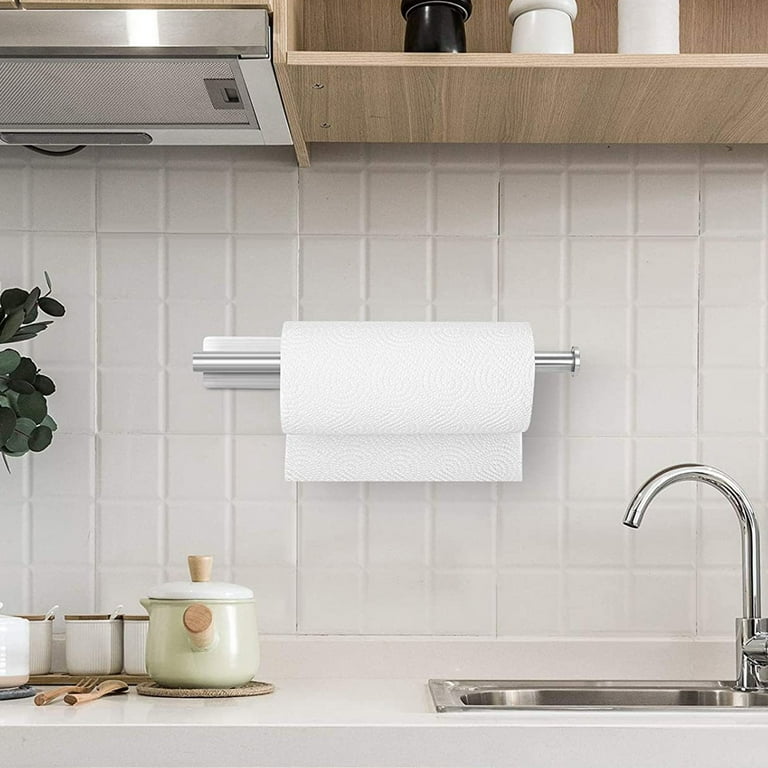 PHANCIR Kitchen Paper Towel Holder Wall Mount Under Cabinet Self  Adhesive/Drilling Kitchen Paper Holder Matte Brushed Nickel