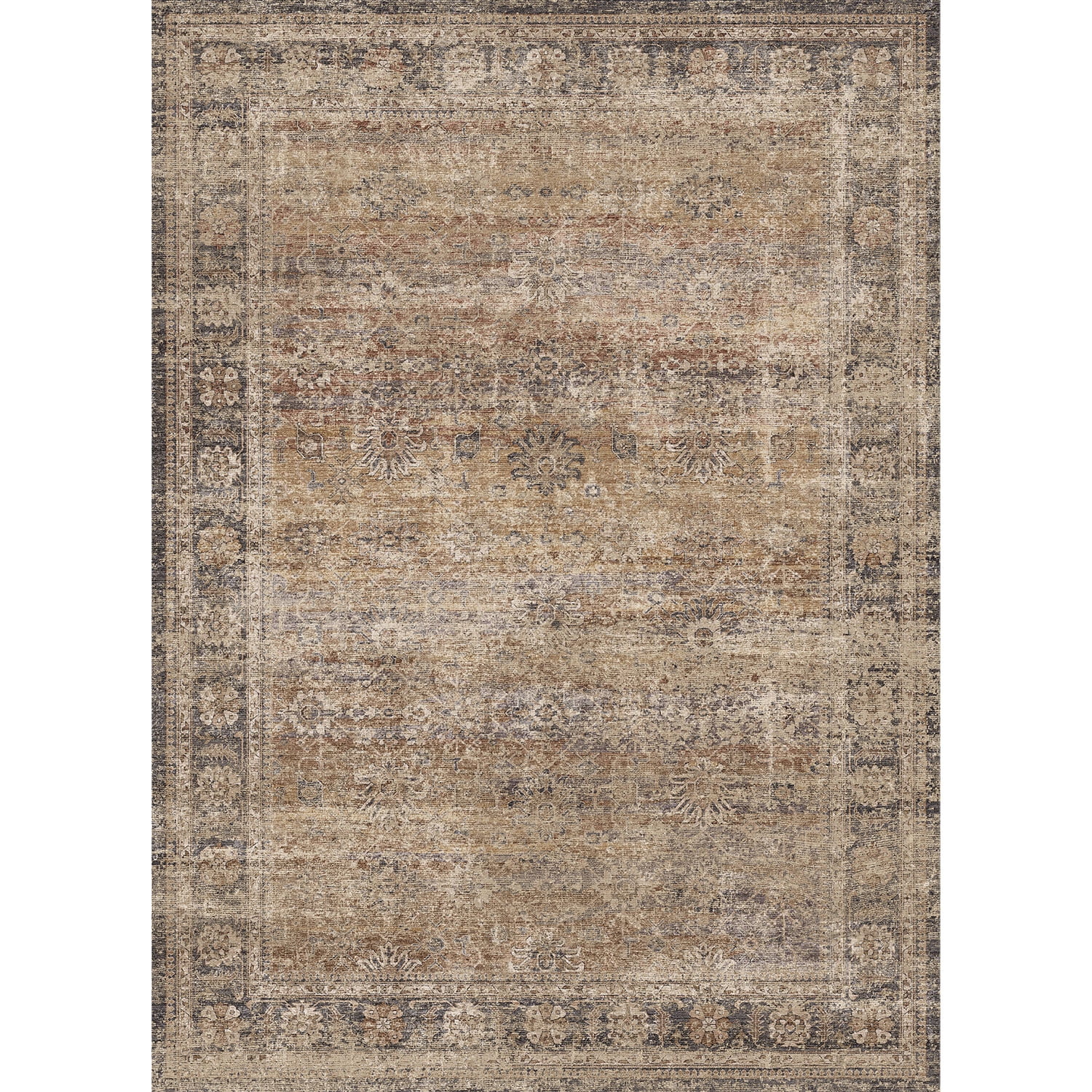 BERTHMEER 6'x9' Area Rugs for Living Room Bedroom Kitchen Rugs Clearance Washable Non Slip Brown Vintage Traditional Dorm Office Dining Room Farmhouse Oriental Rugs Carpets, Brown