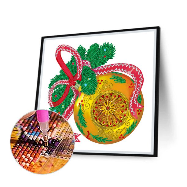 Cuadros Decorativos Taladro parcial de forma especial de pintura de diamante de bola de cristal de Navidad (YXC225) Wdftyju embutido en tela